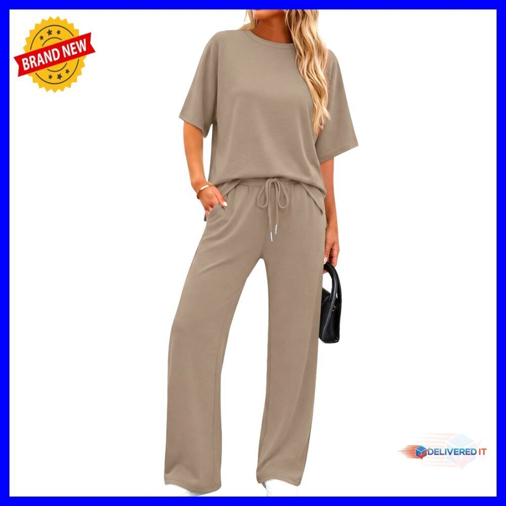 Side Slit Lounge Set 2-Piece Wide Leg Pants Tracksuit S-3XL
